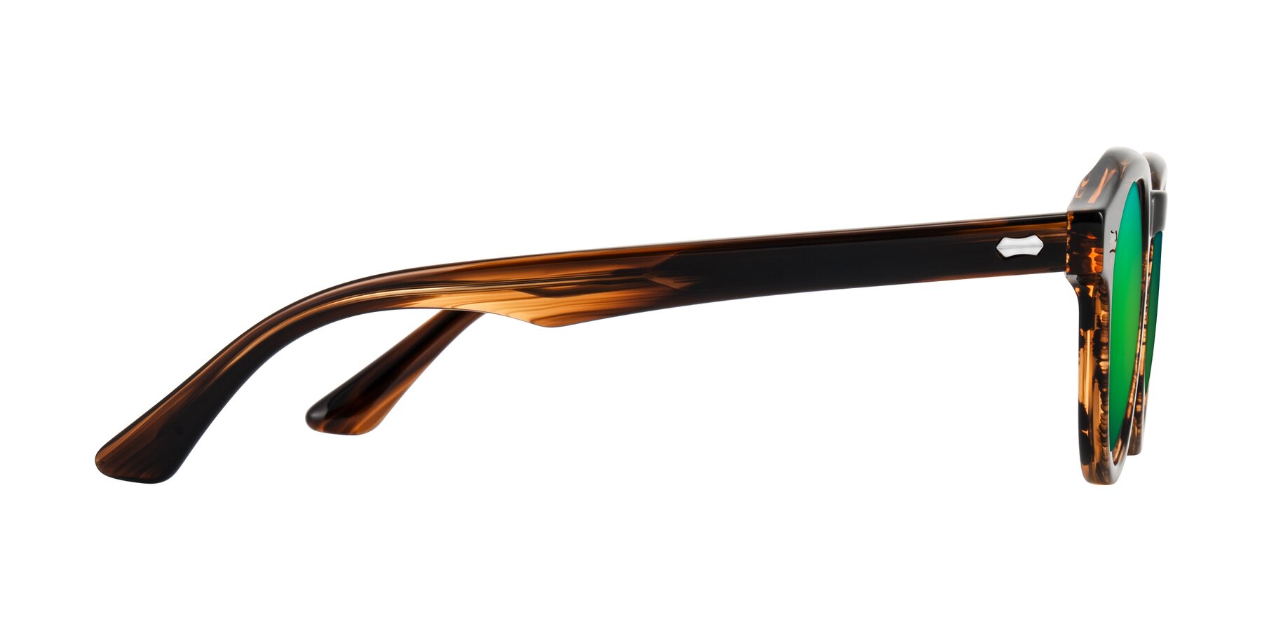 Side of Aloul in Brown Striped with Green Mirrored Lenses