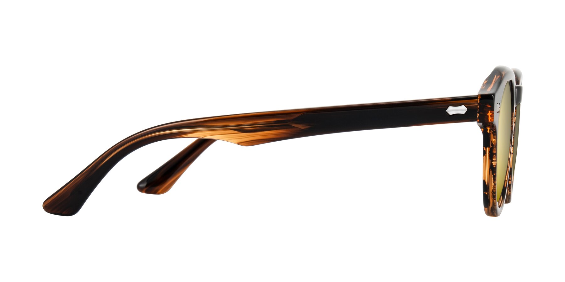 Side of Aloul in Brown Striped with Gold Mirrored Lenses