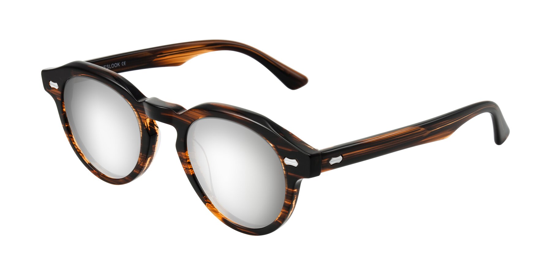 Angle of Aloul in Brown Striped with Silver Mirrored Lenses