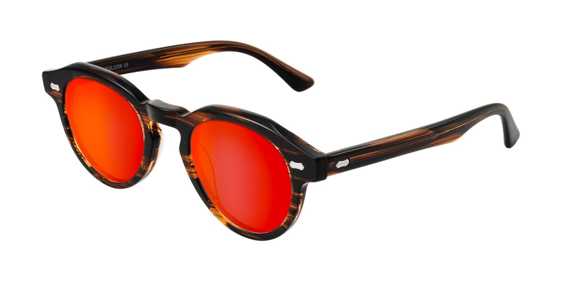 Angle of Aloul in Brown Striped with Red Gold Mirrored Lenses