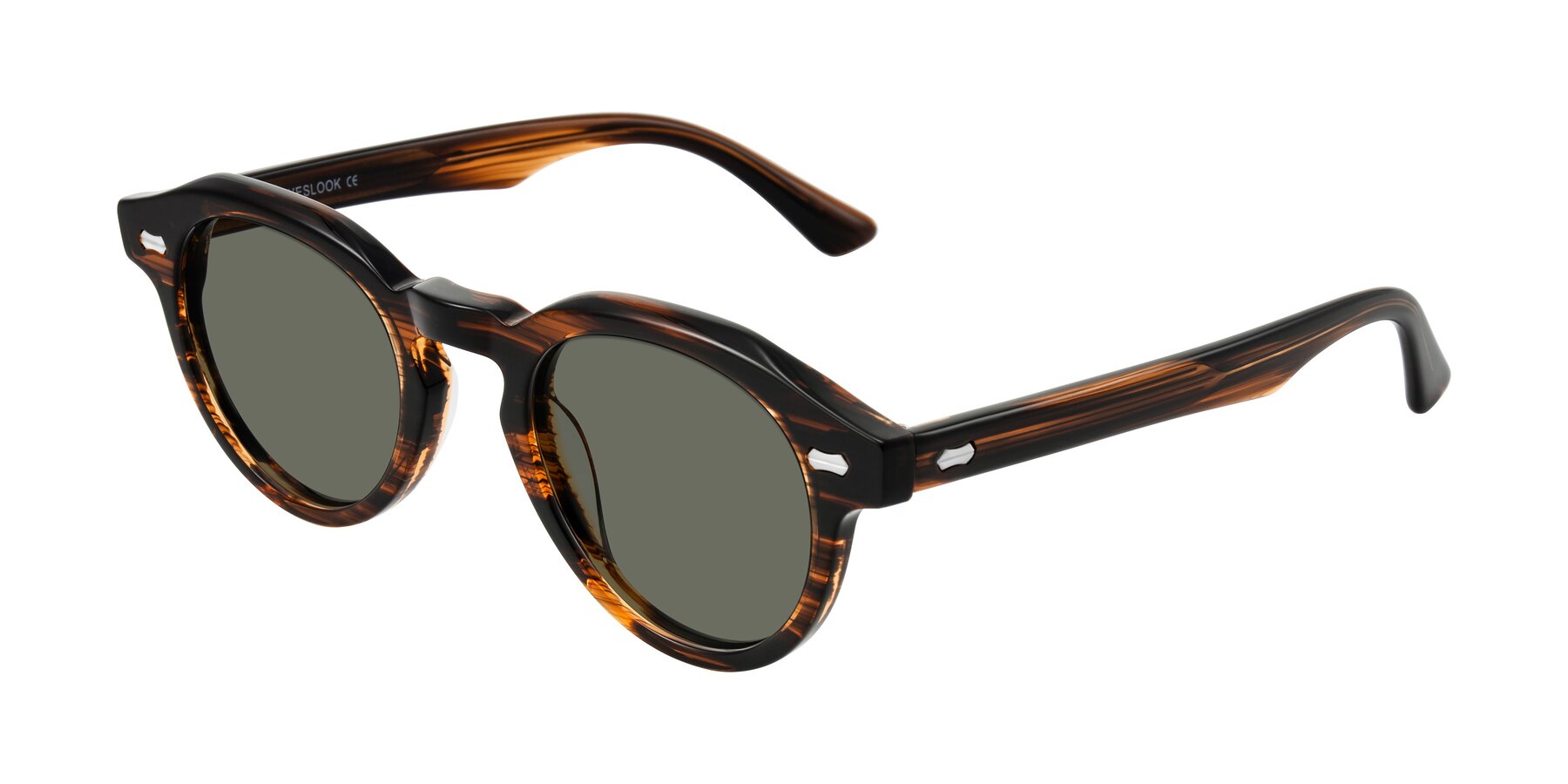 Angle of Aloul in Brown Striped with Gray Polarized Lenses