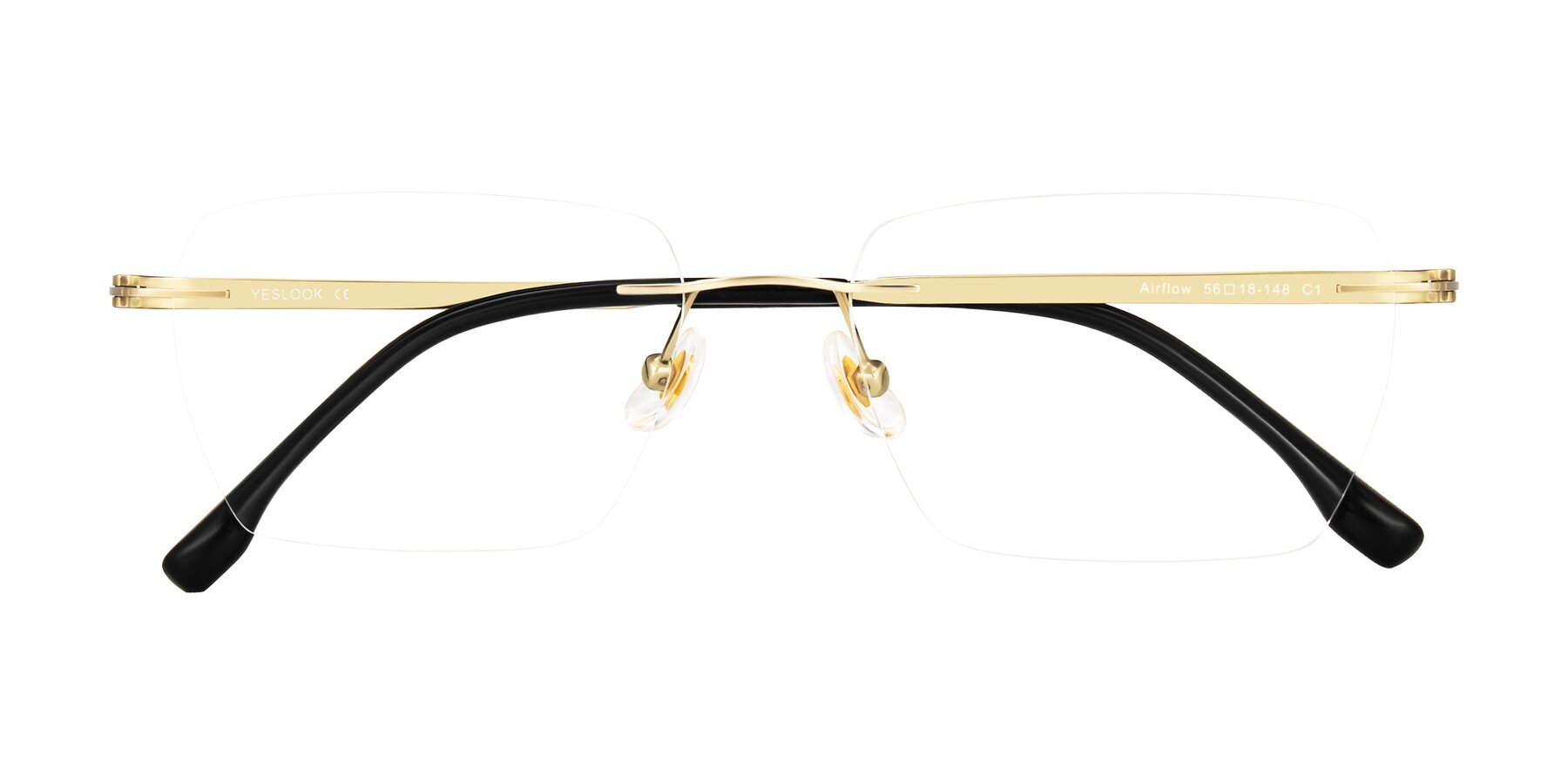 Folded Front of Airflow in Gold with Clear Blue Light Blocking Lenses