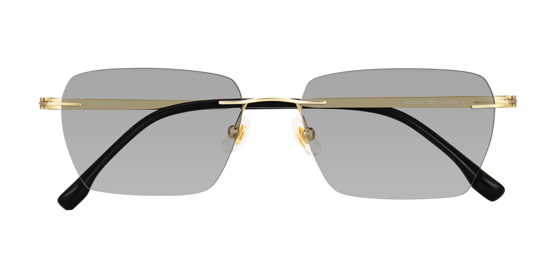 Folded Front of Airflow in Gold with Light Gray Tinted Lenses