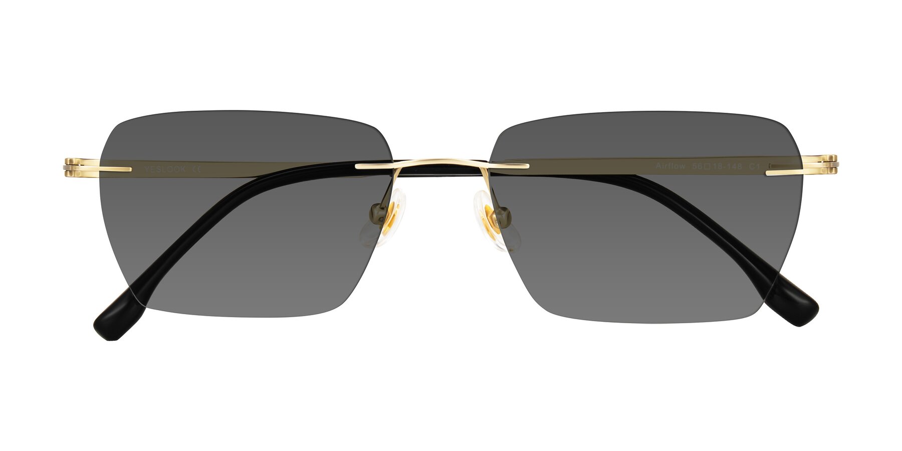 Folded Front of Airflow in Gold with Medium Gray Tinted Lenses