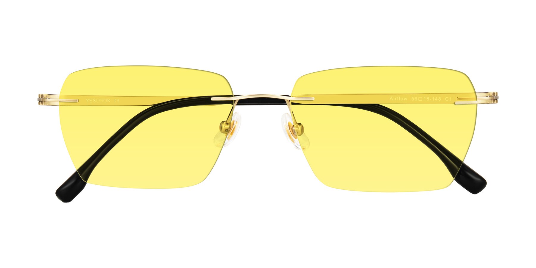 Folded Front of Airflow in Gold with Medium Yellow Tinted Lenses