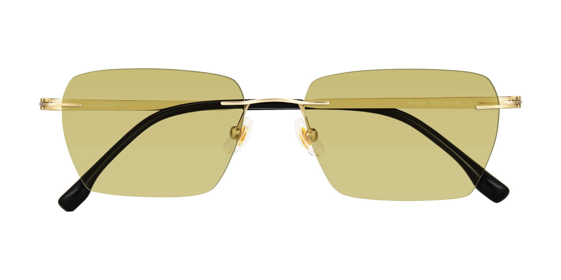 Folded Front of Airflow in Gold with Medium Champagne Tinted Lenses
