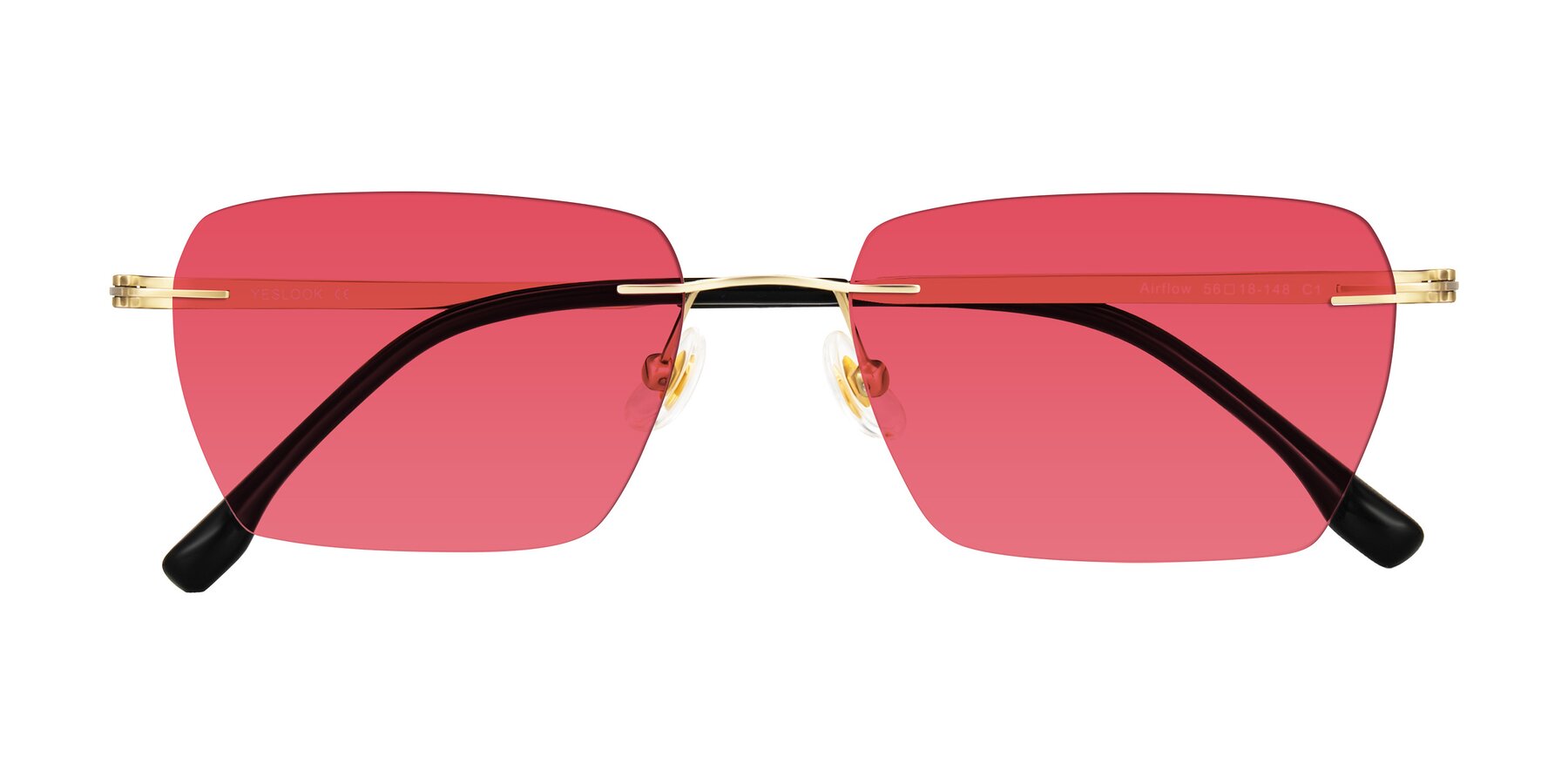 Folded Front of Airflow in Gold with Red Tinted Lenses