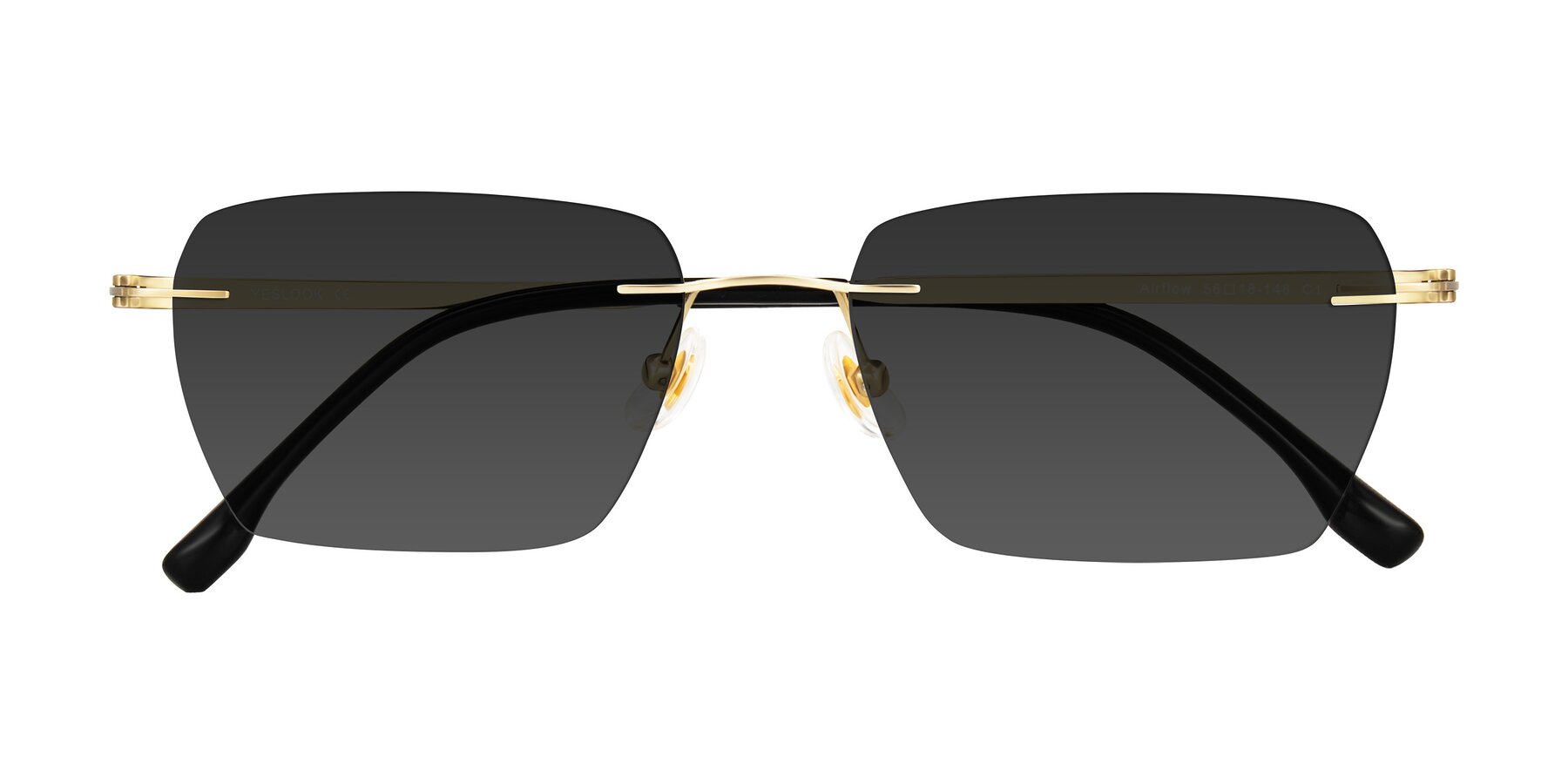 Folded Front of Airflow in Gold with Gray Tinted Lenses