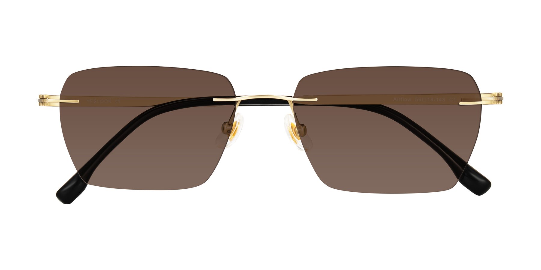 Folded Front of Airflow in Gold with Brown Tinted Lenses