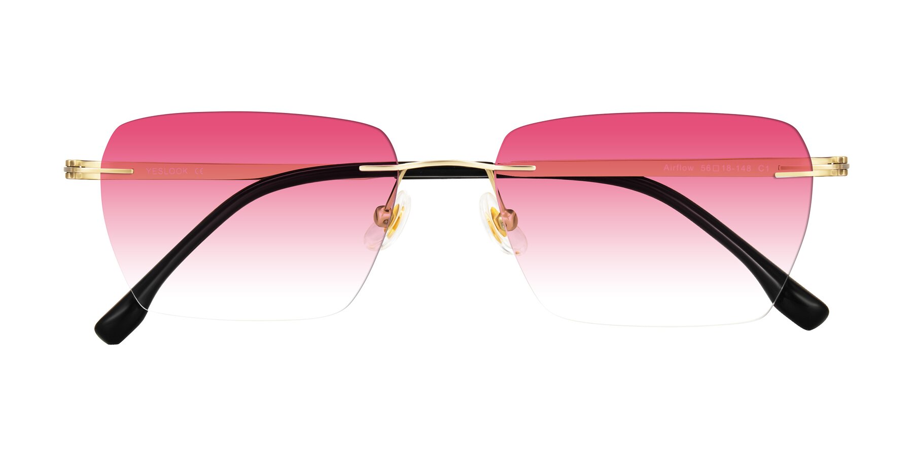 Folded Front of Airflow in Gold with Pink Gradient Lenses