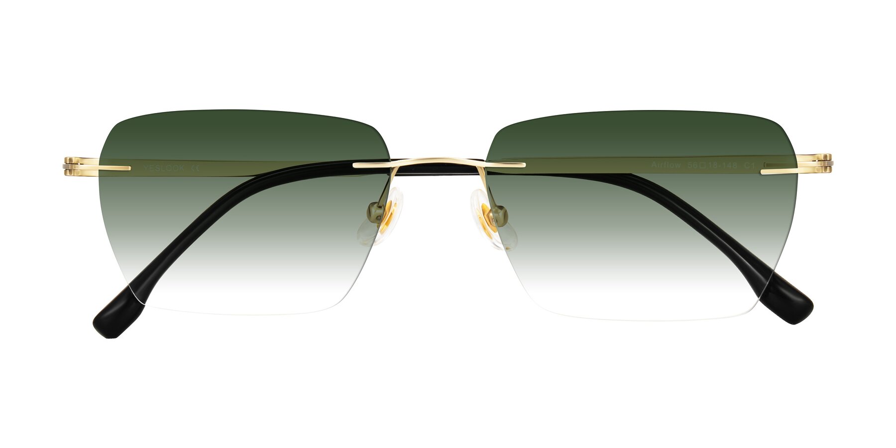 Folded Front of Airflow in Gold with Green Gradient Lenses
