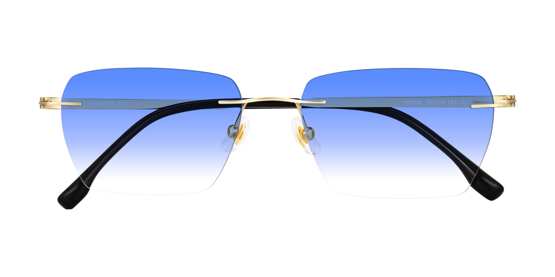 Folded Front of Airflow in Gold with Blue Gradient Lenses