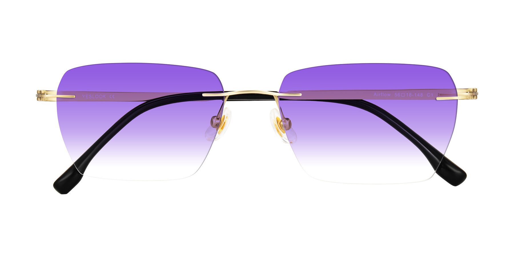 Folded Front of Airflow in Gold with Purple Gradient Lenses