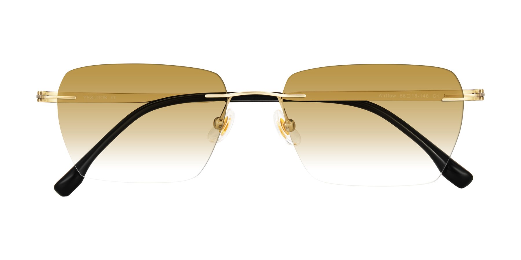 Folded Front of Airflow in Gold with Champagne Gradient Lenses