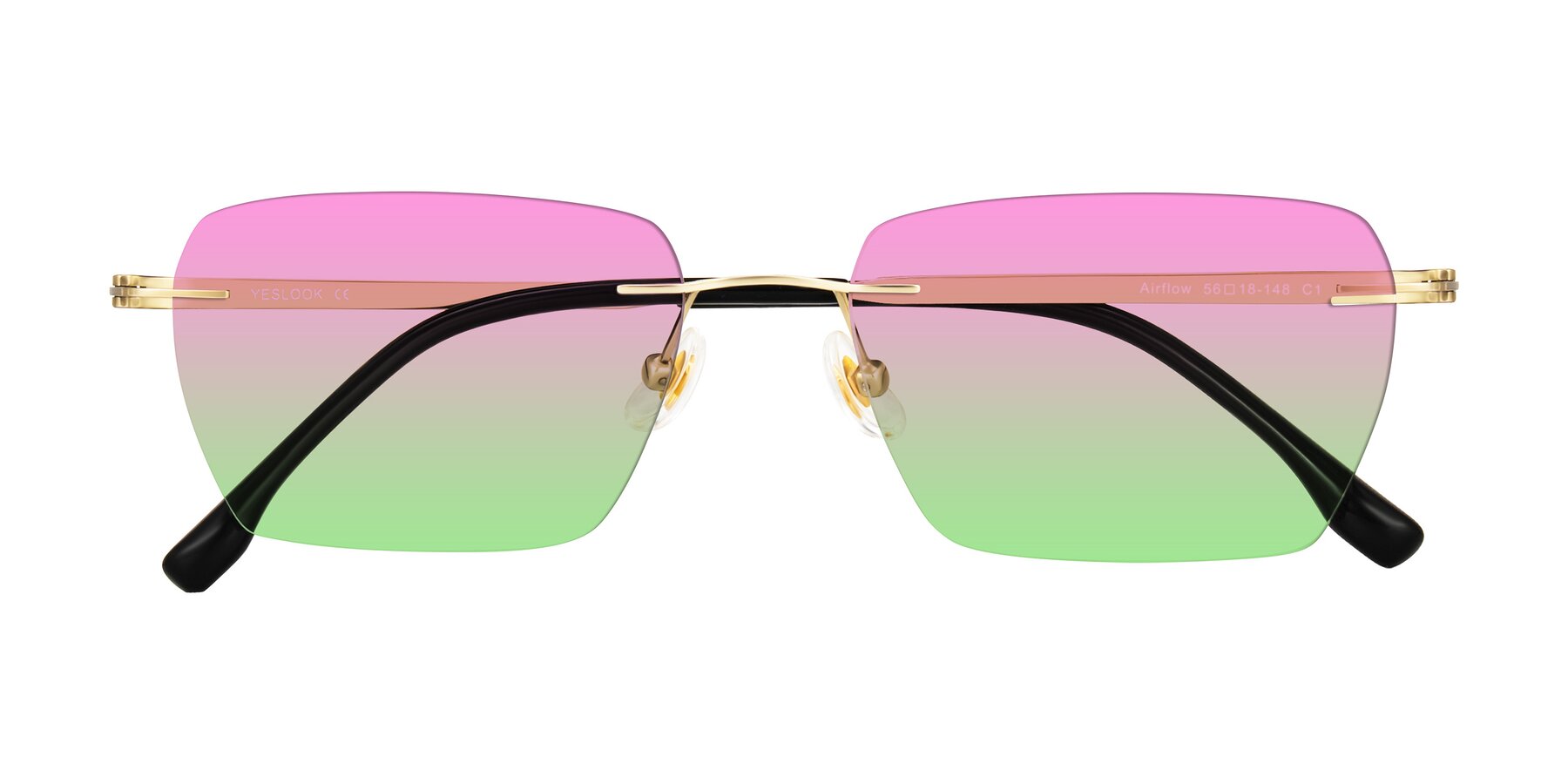 Folded Front of Airflow in Gold with Pink / Green Gradient Lenses