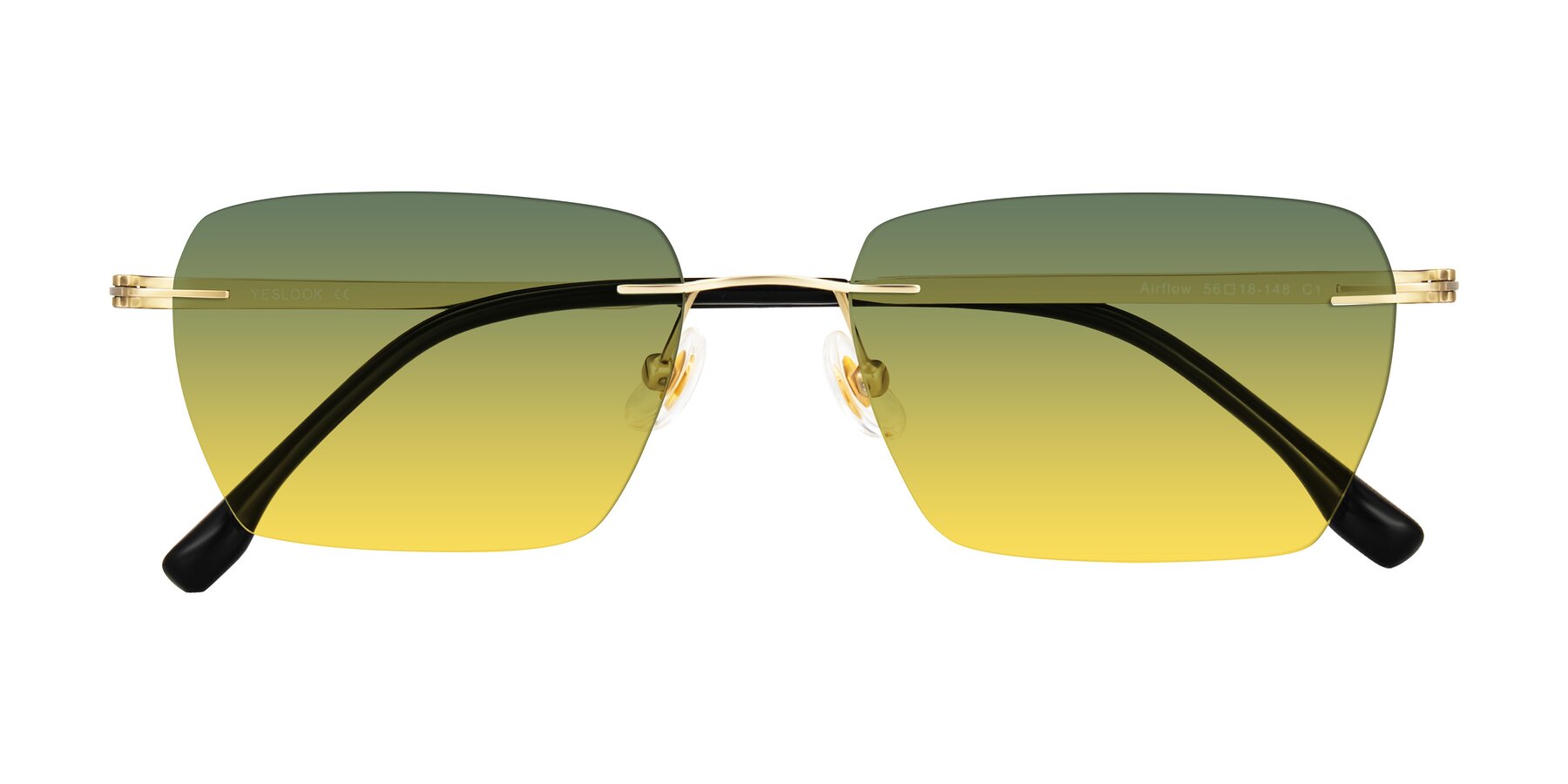 Folded Front of Airflow in Gold with Green / Yellow Gradient Lenses