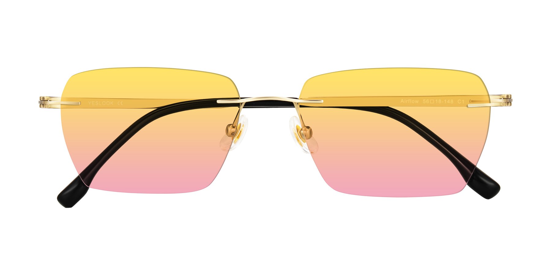Folded Front of Airflow in Gold with Yellow / Pink Gradient Lenses