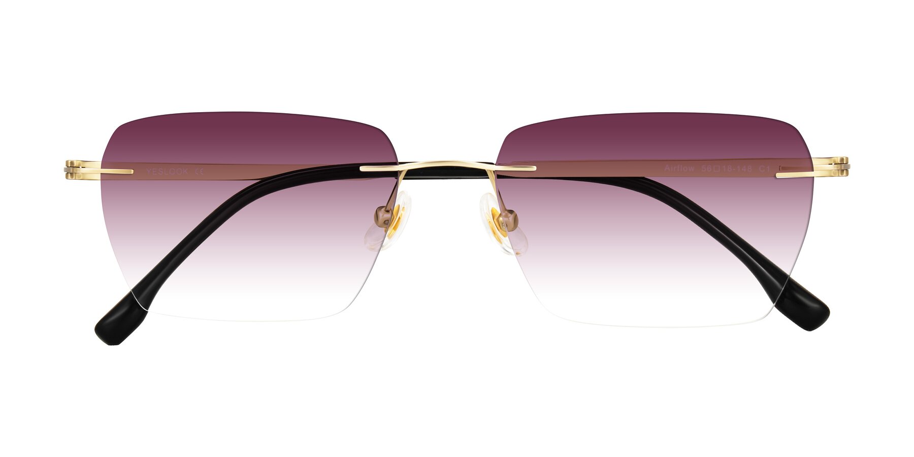 Folded Front of Airflow in Gold with Wine Gradient Lenses