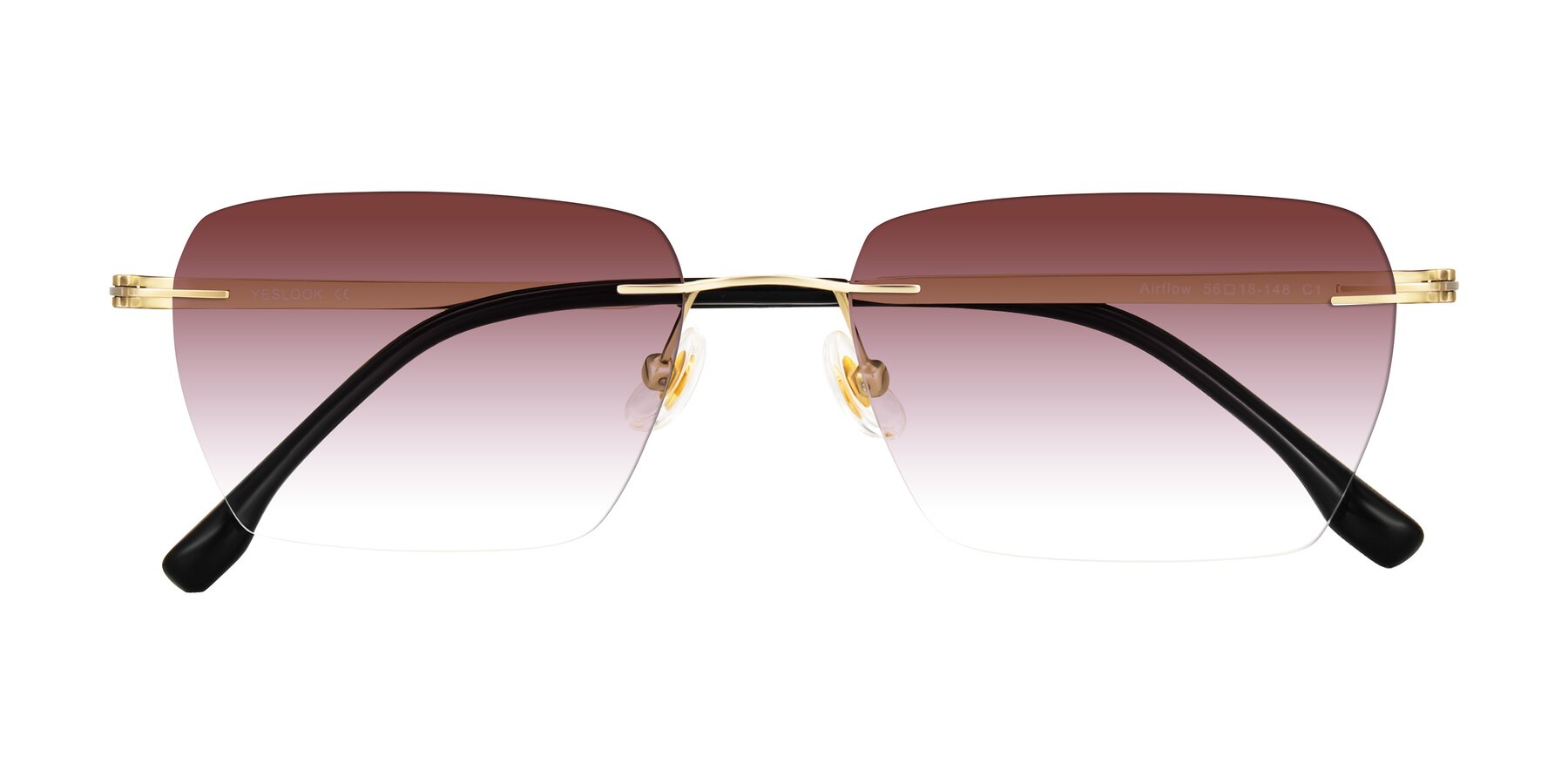 Folded Front of Airflow in Gold with Garnet Gradient Lenses