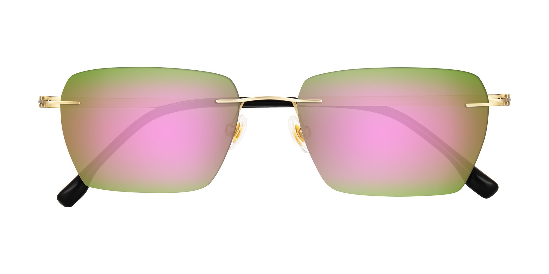 Folded Front of Airflow in Gold with Pink Mirrored Lenses