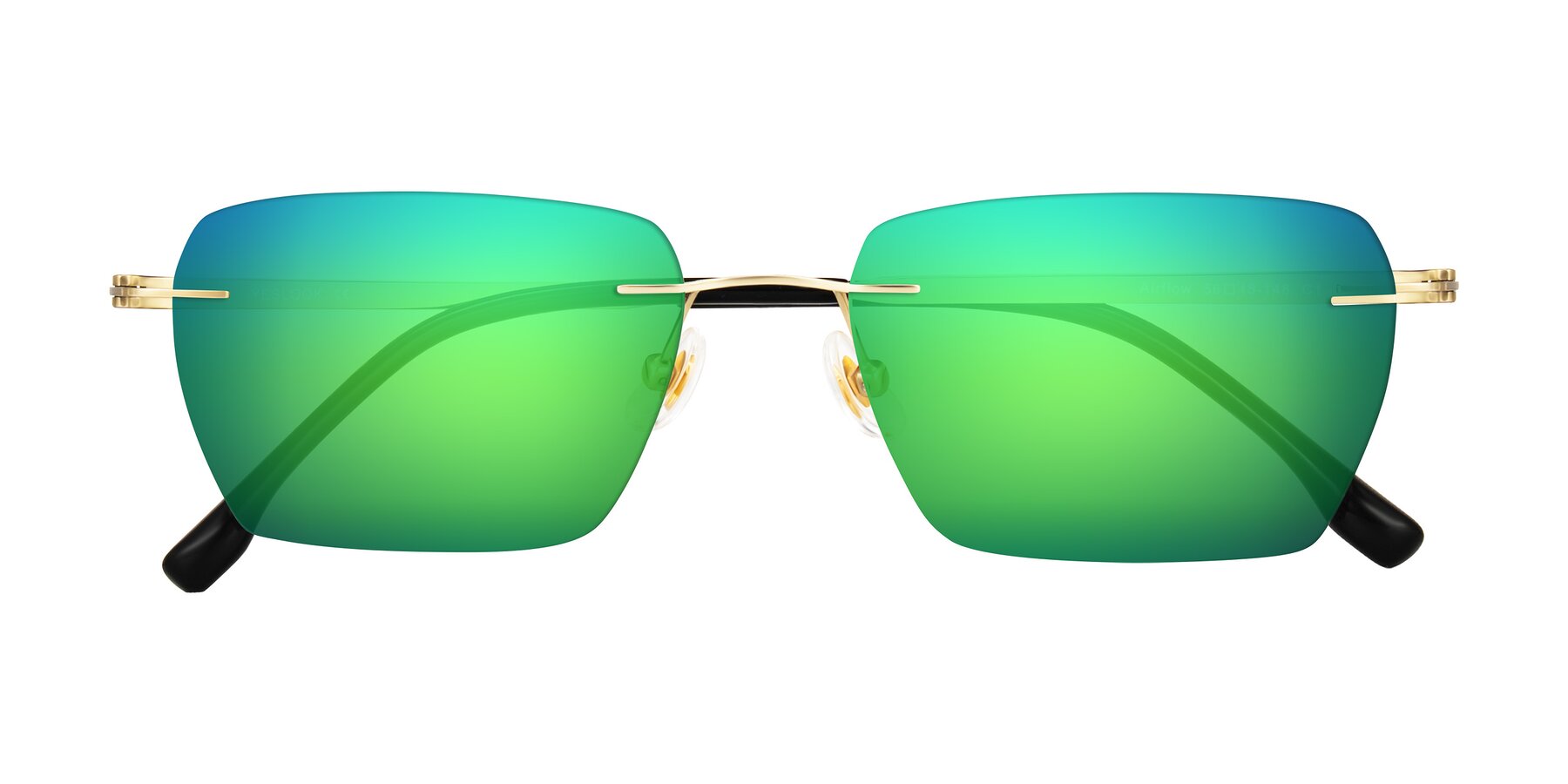Folded Front of Airflow in Gold with Green Mirrored Lenses