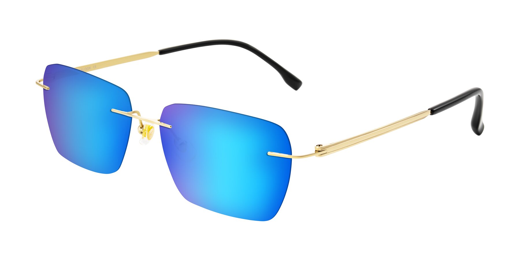 Angle of Airflow in Gold with Blue Mirrored Lenses