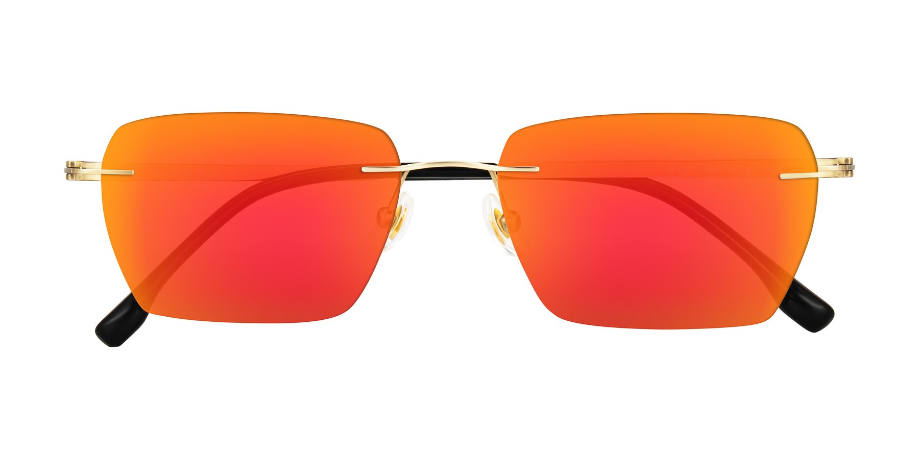 Folded Front of Airflow in Gold with Red Gold Mirrored Lenses