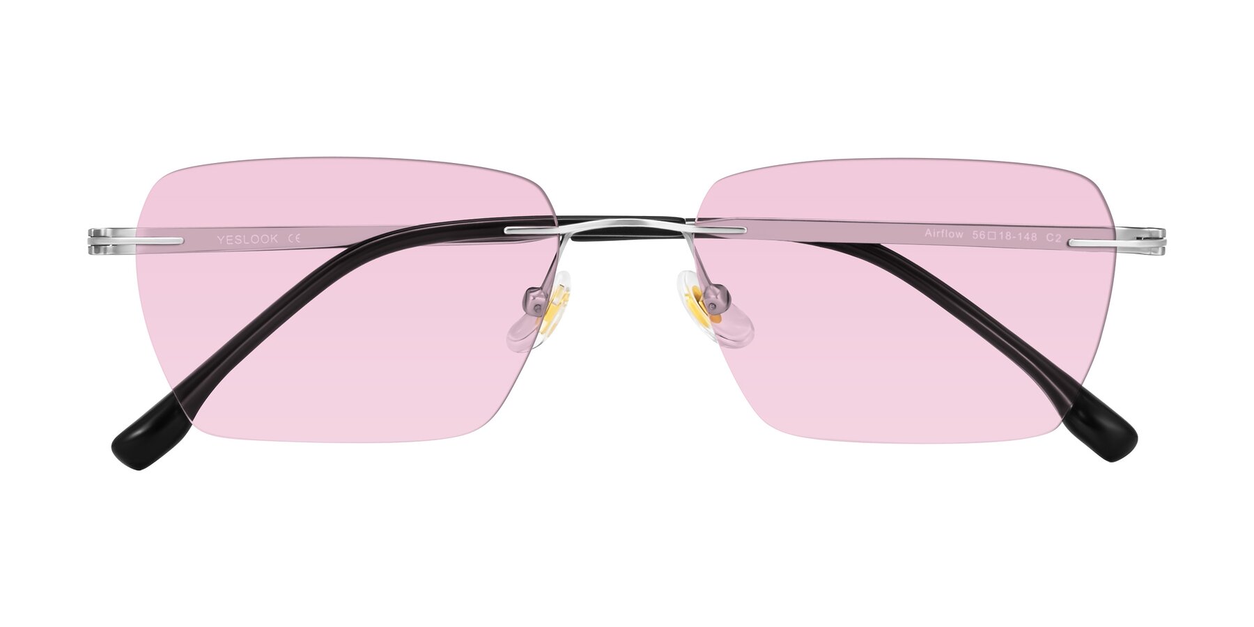 Folded Front of Airflow in Silver with Light Pink Tinted Lenses