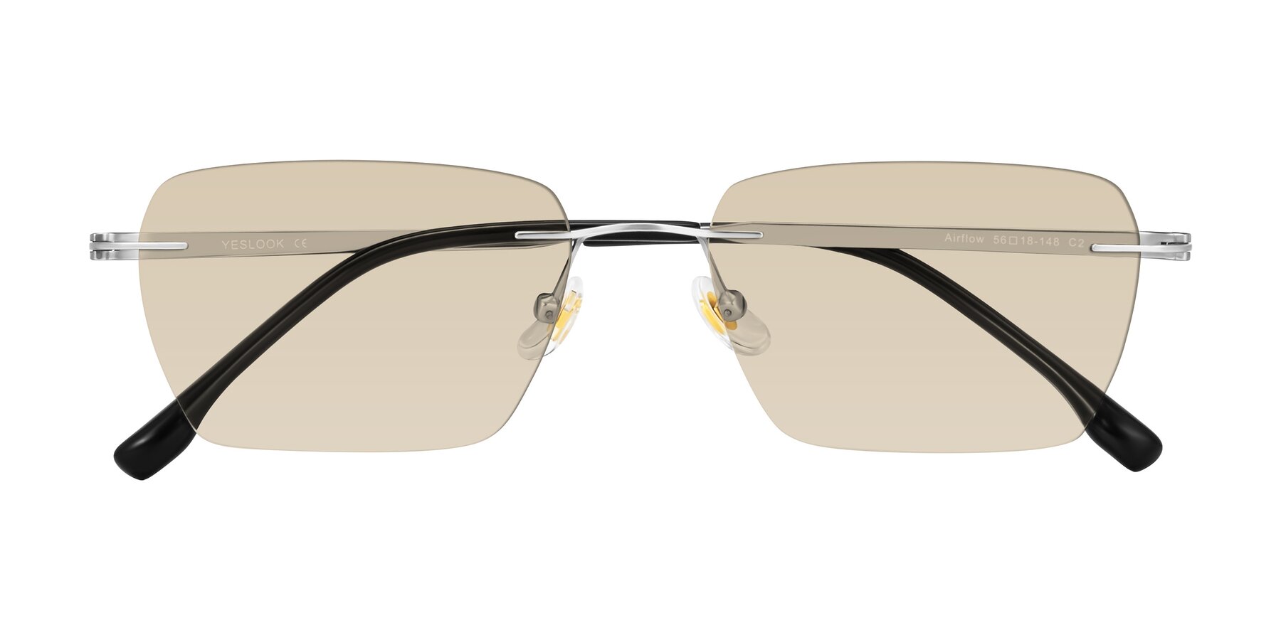 Folded Front of Airflow in Silver with Light Brown Tinted Lenses