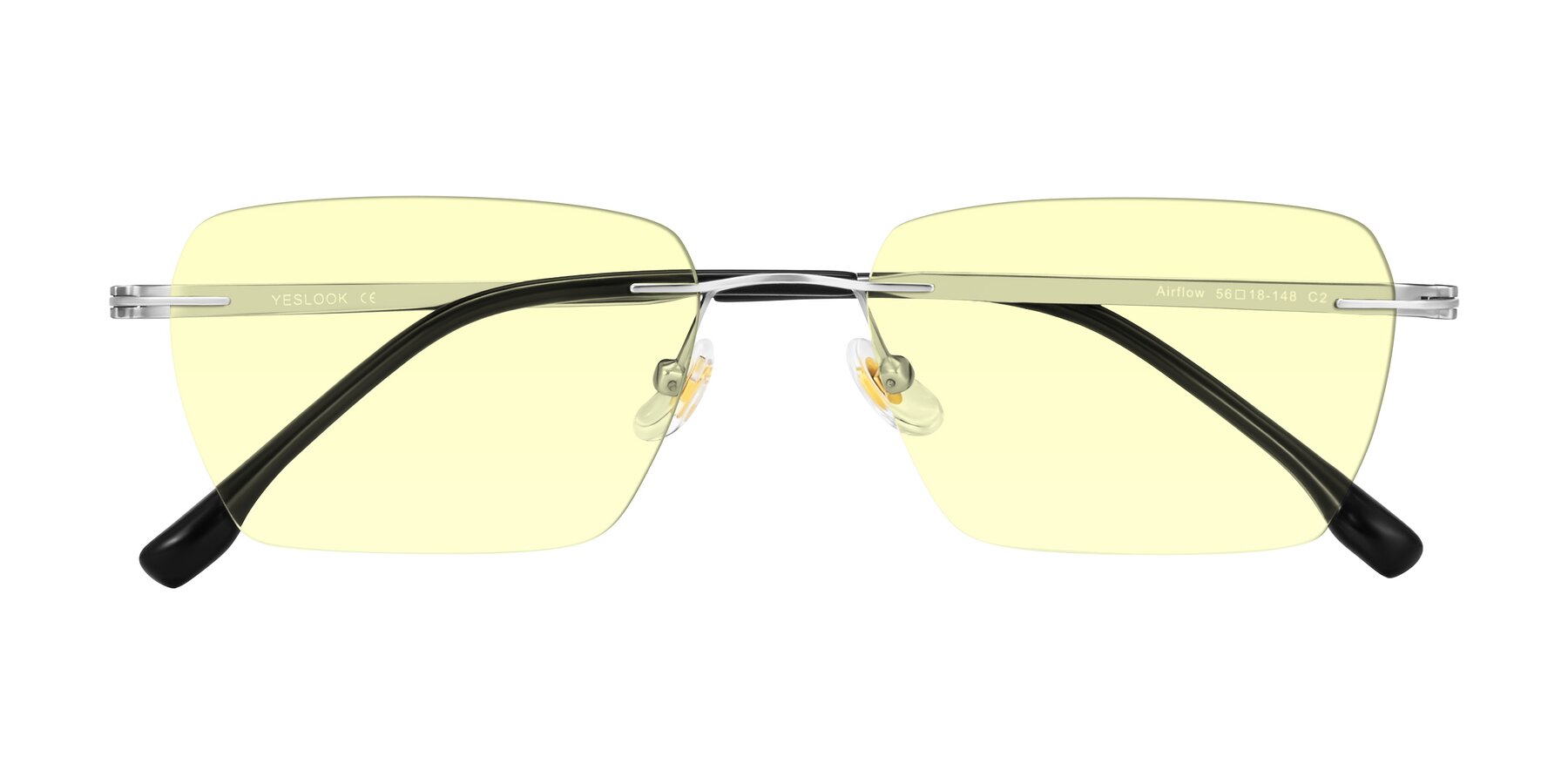 Folded Front of Airflow in Silver with Light Yellow Tinted Lenses