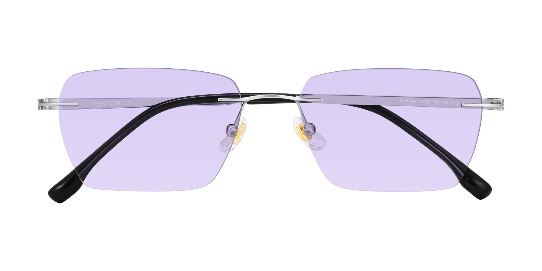 Folded Front of Airflow in Silver with Light Purple Tinted Lenses