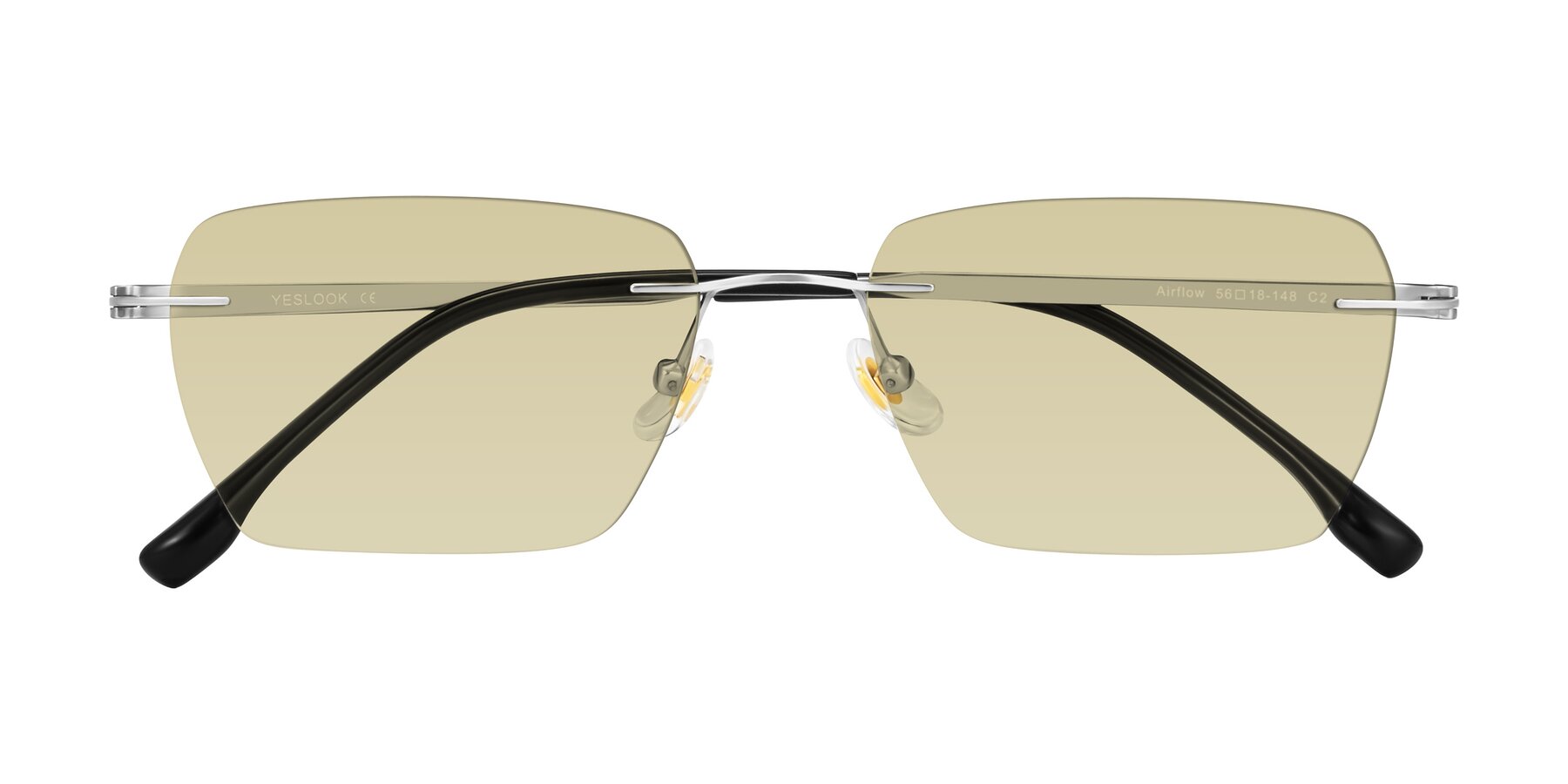 Folded Front of Airflow in Silver with Light Champagne Tinted Lenses