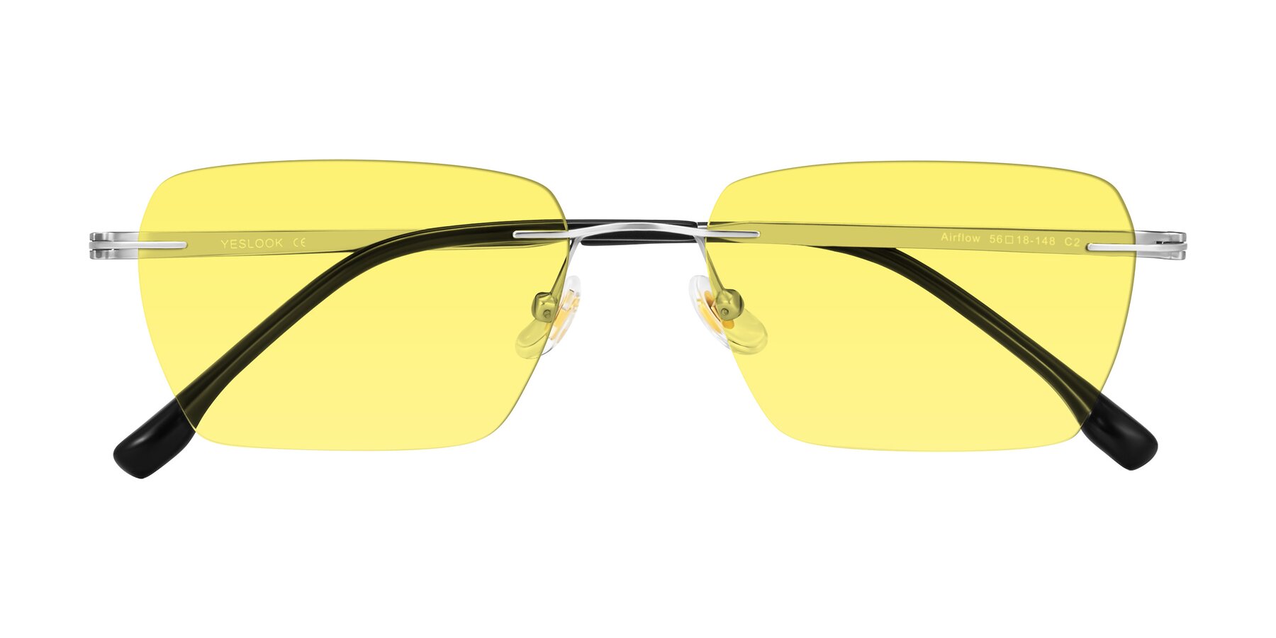 Folded Front of Airflow in Silver with Medium Yellow Tinted Lenses