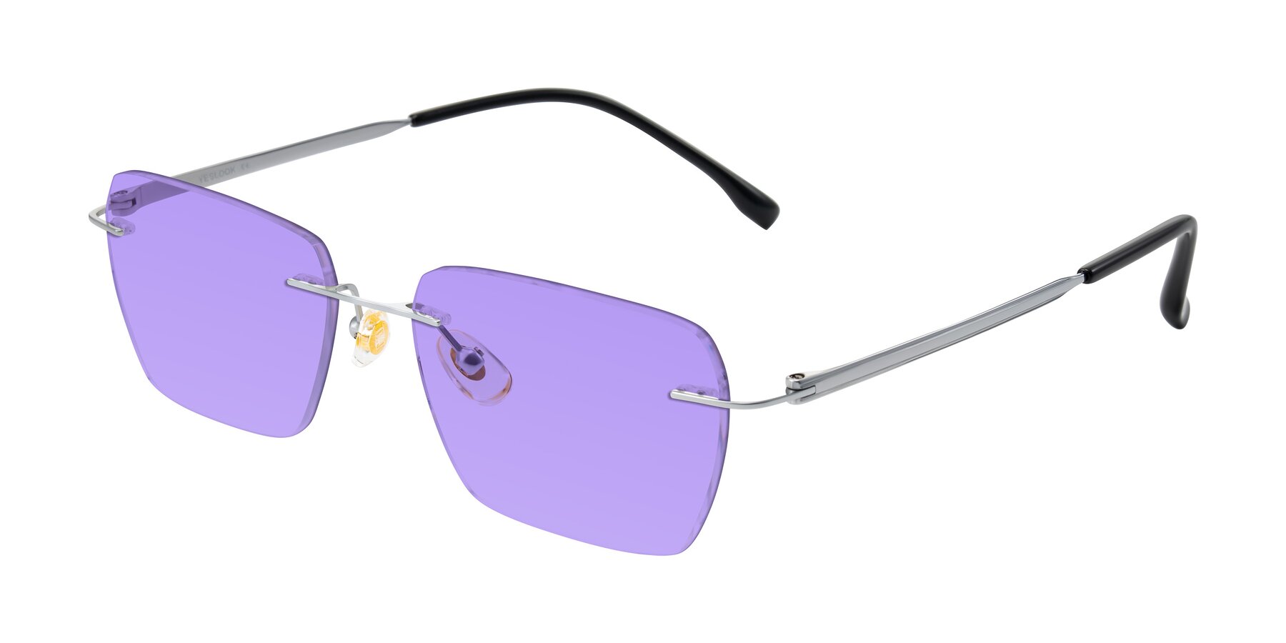 Angle of Airflow in Silver with Medium Purple Tinted Lenses
