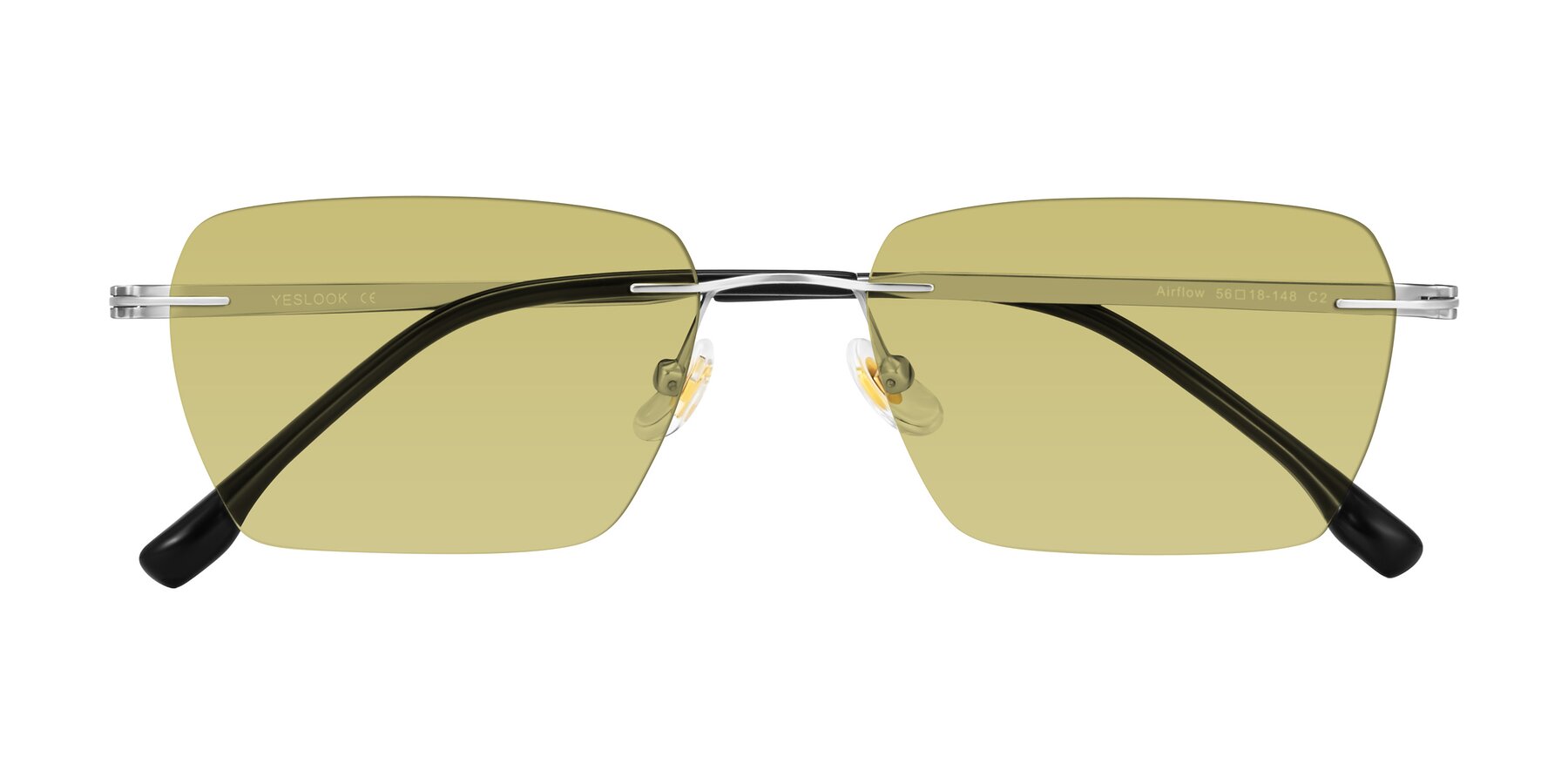 Folded Front of Airflow in Silver with Medium Champagne Tinted Lenses