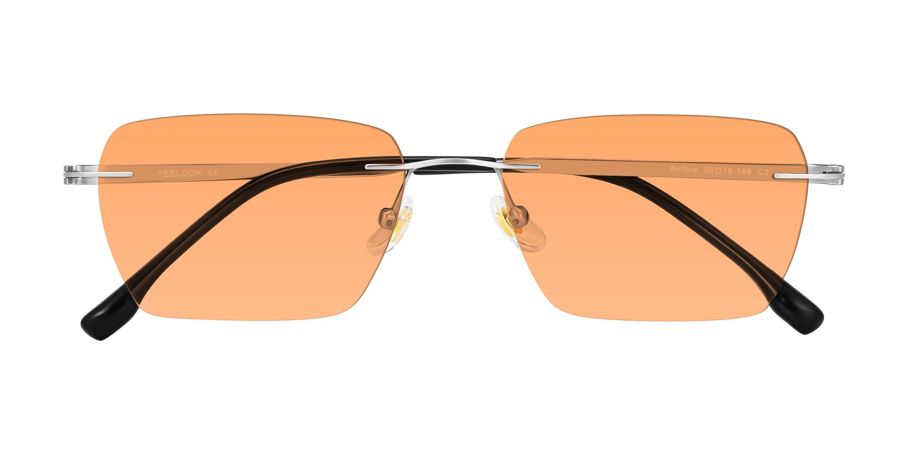 Folded Front of Airflow in Silver with Medium Orange Tinted Lenses