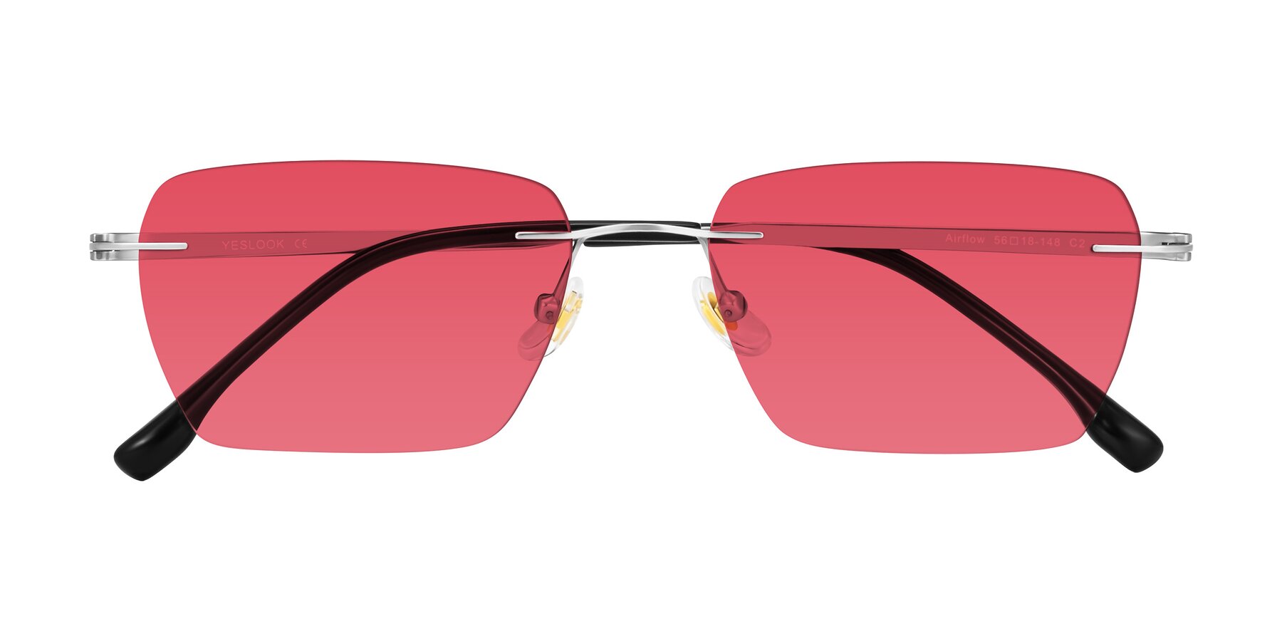 Folded Front of Airflow in Silver with Red Tinted Lenses