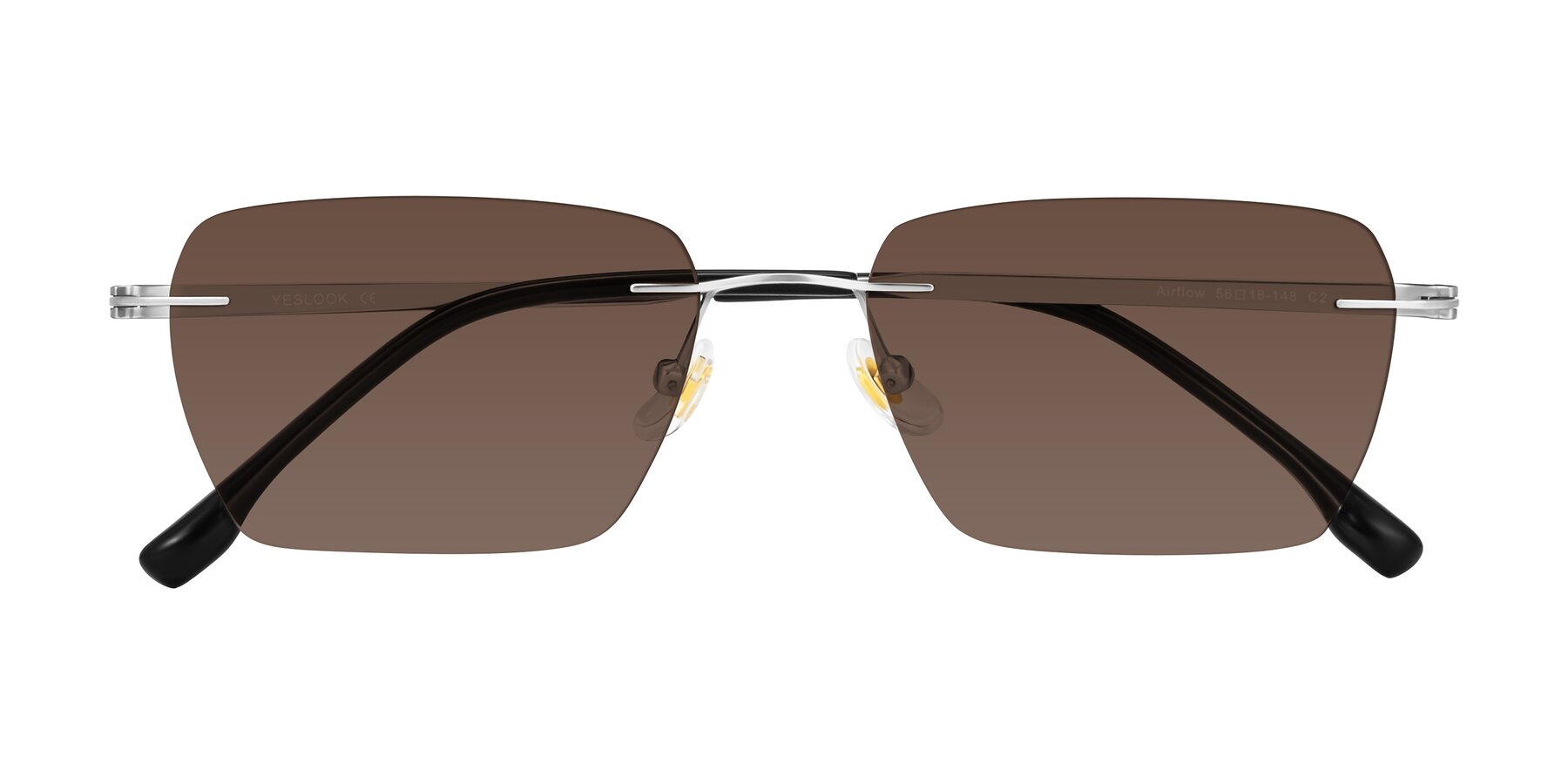 Folded Front of Airflow in Silver with Brown Tinted Lenses