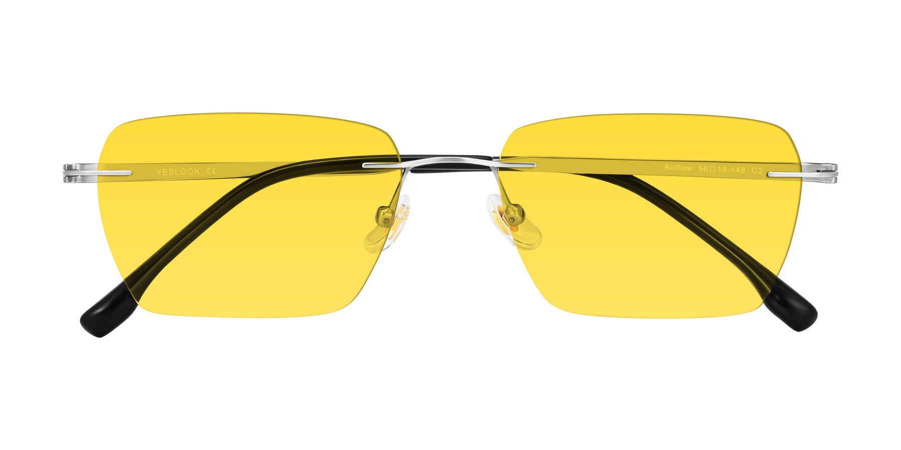 Folded Front of Airflow in Silver with Yellow Tinted Lenses