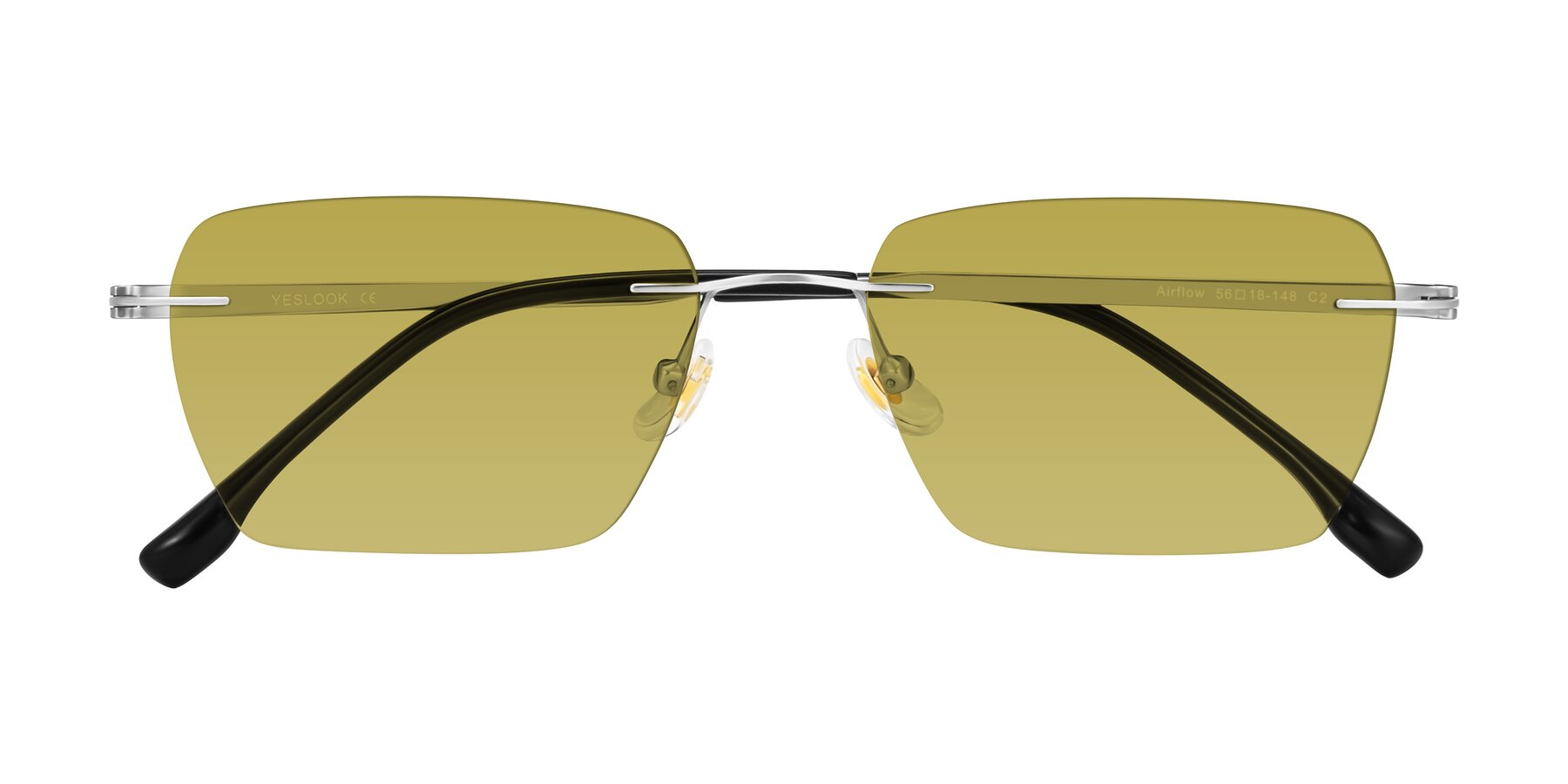 Folded Front of Airflow in Silver with Champagne Tinted Lenses
