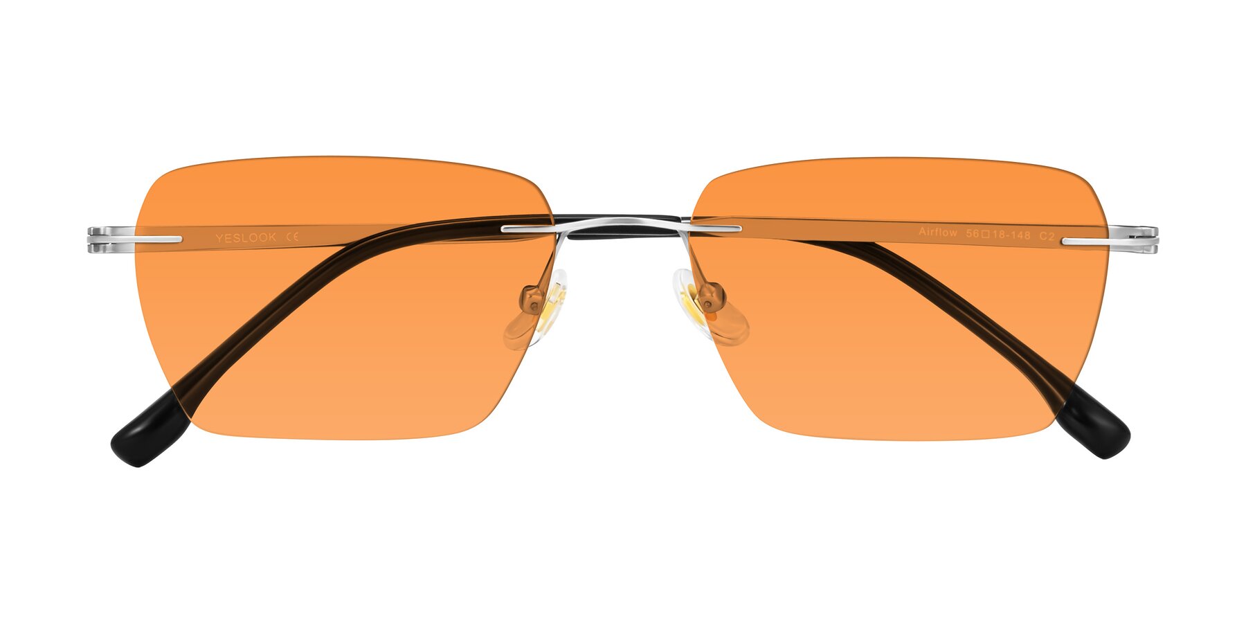 Folded Front of Airflow in Silver with Orange Tinted Lenses