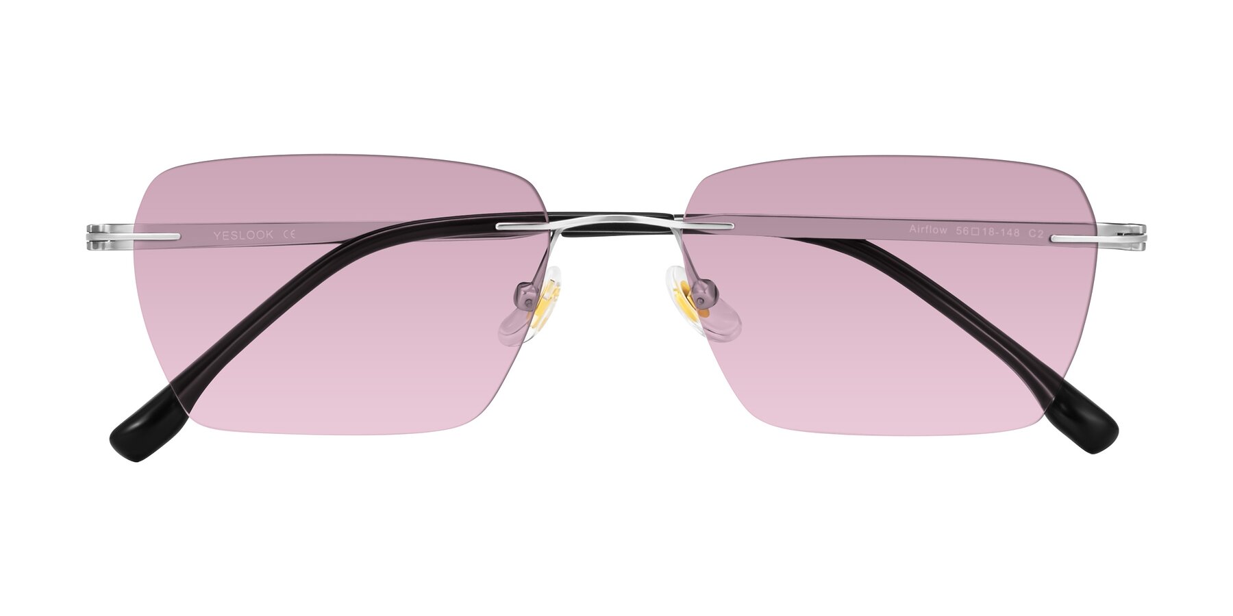 Folded Front of Airflow in Silver with Light Wine Tinted Lenses