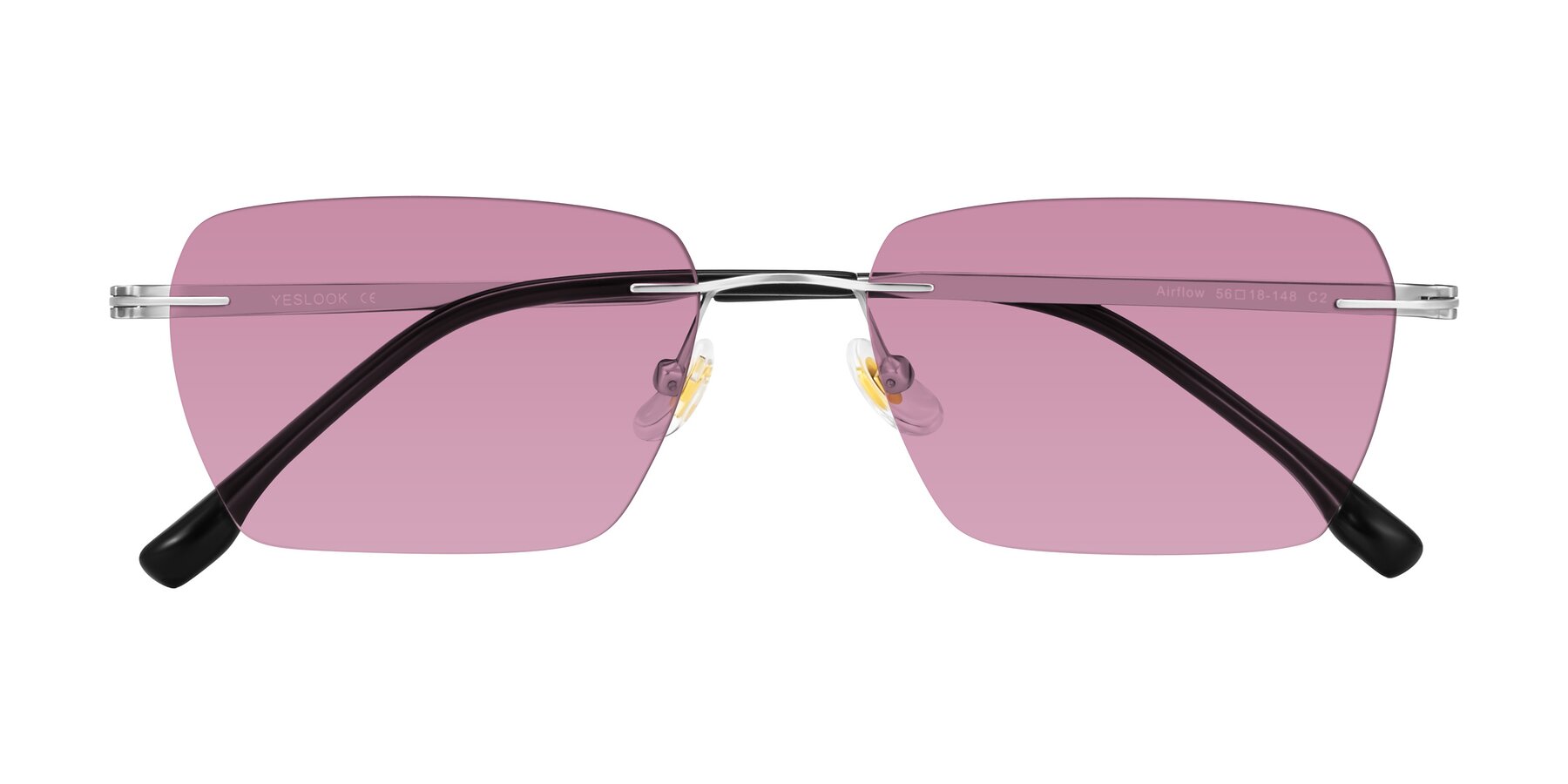 Folded Front of Airflow in Silver with Medium Wine Tinted Lenses