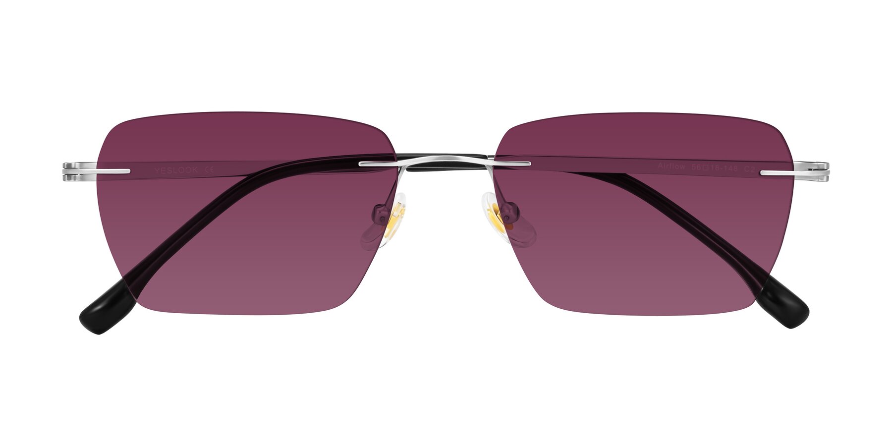 Folded Front of Airflow in Silver with Wine Tinted Lenses