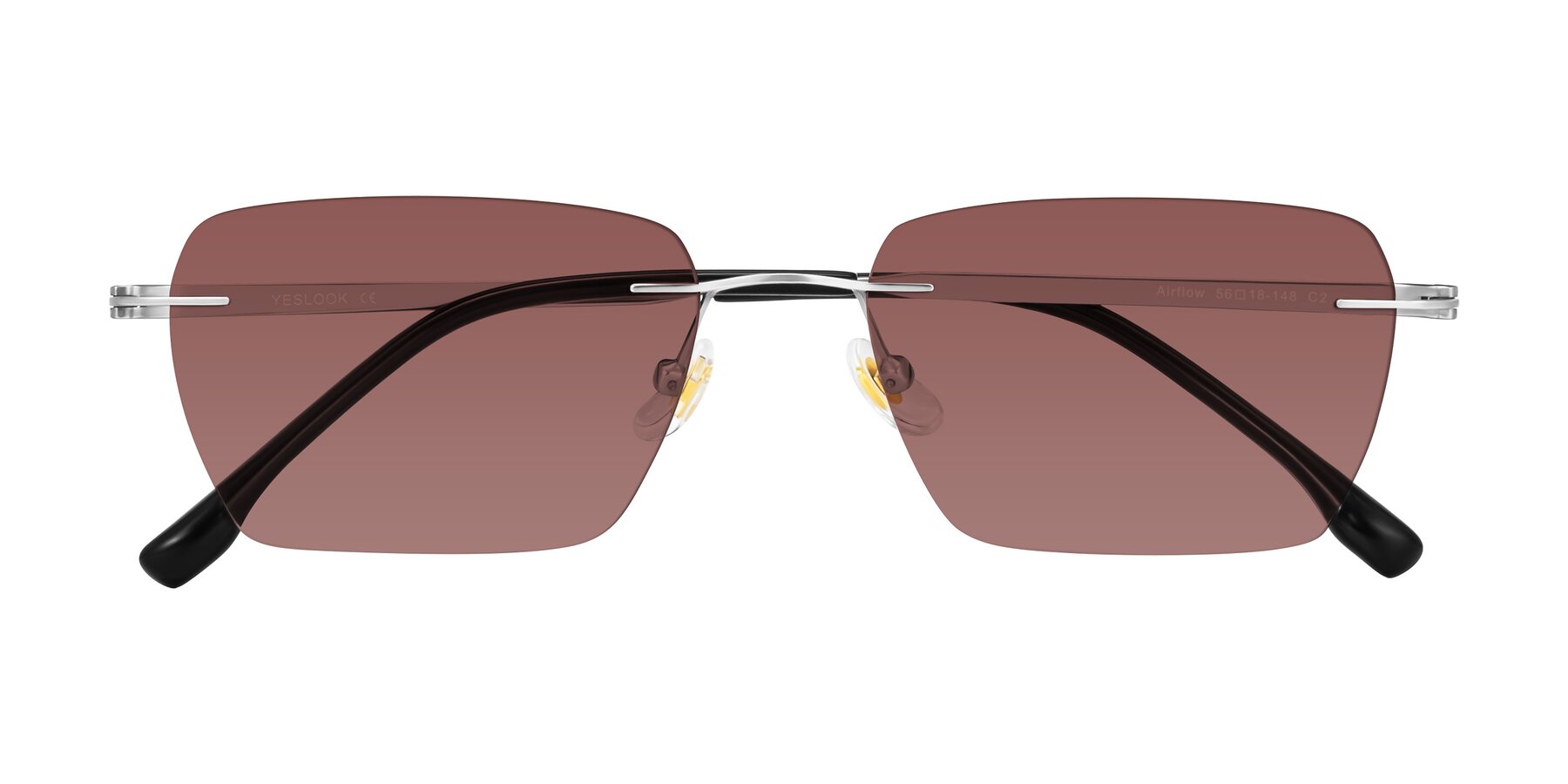 Folded Front of Airflow in Silver with Garnet Tinted Lenses