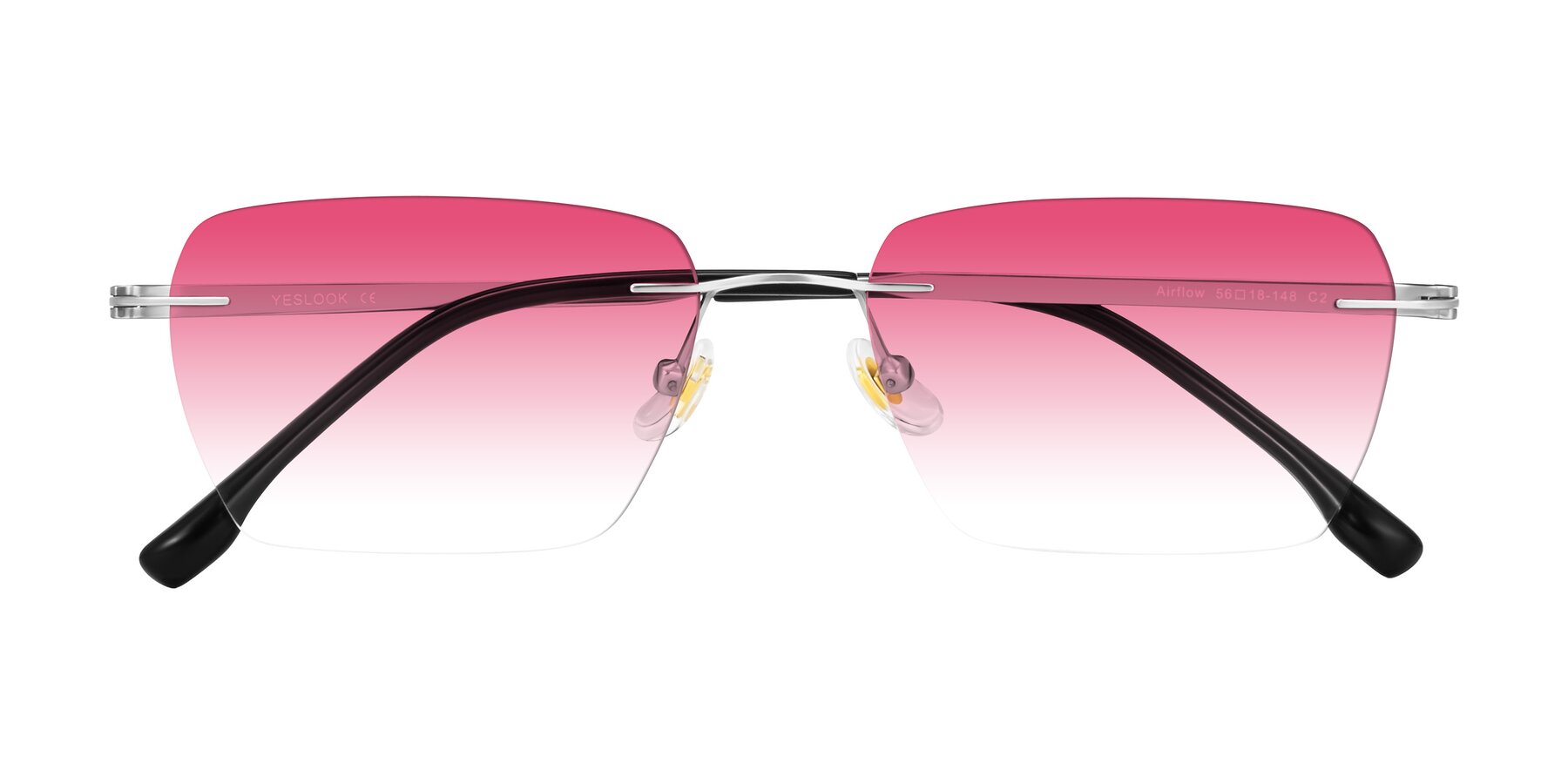 Folded Front of Airflow in Silver with Pink Gradient Lenses
