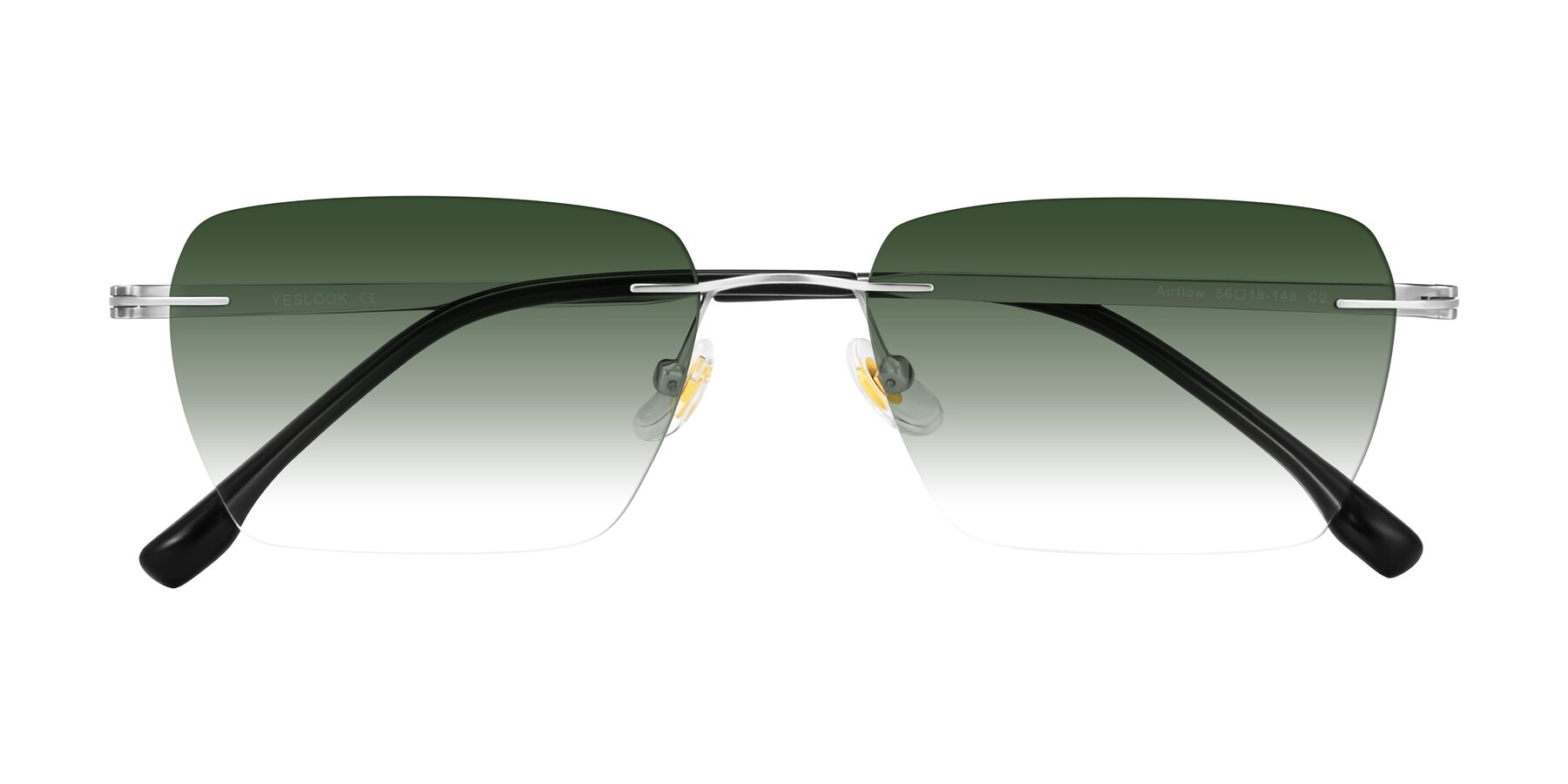 Folded Front of Airflow in Silver with Green Gradient Lenses