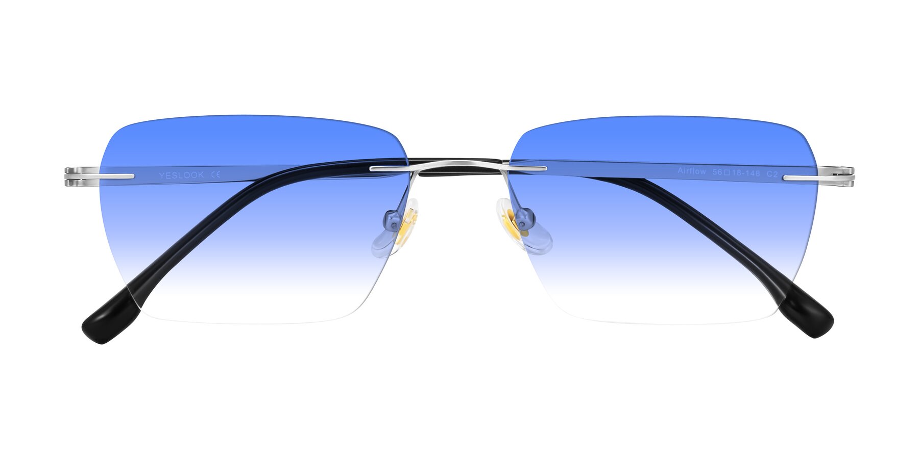 Folded Front of Airflow in Silver with Blue Gradient Lenses