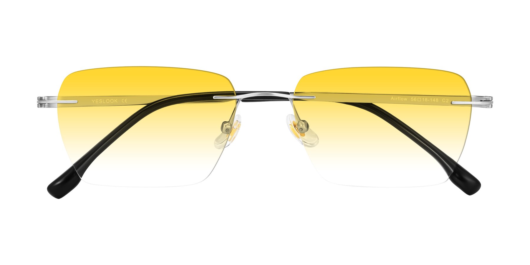 Folded Front of Airflow in Silver with Yellow Gradient Lenses