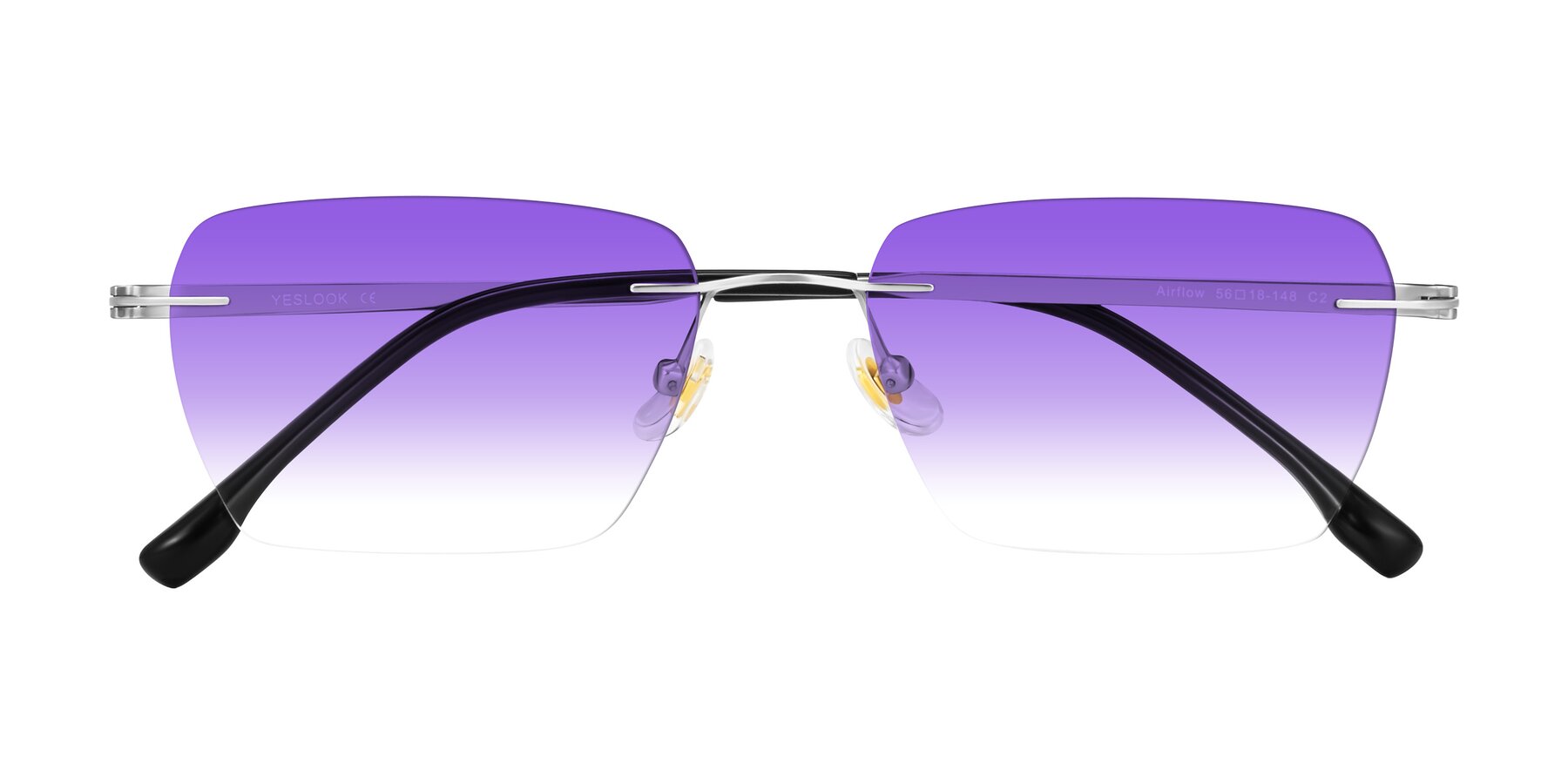 Folded Front of Airflow in Silver with Purple Gradient Lenses
